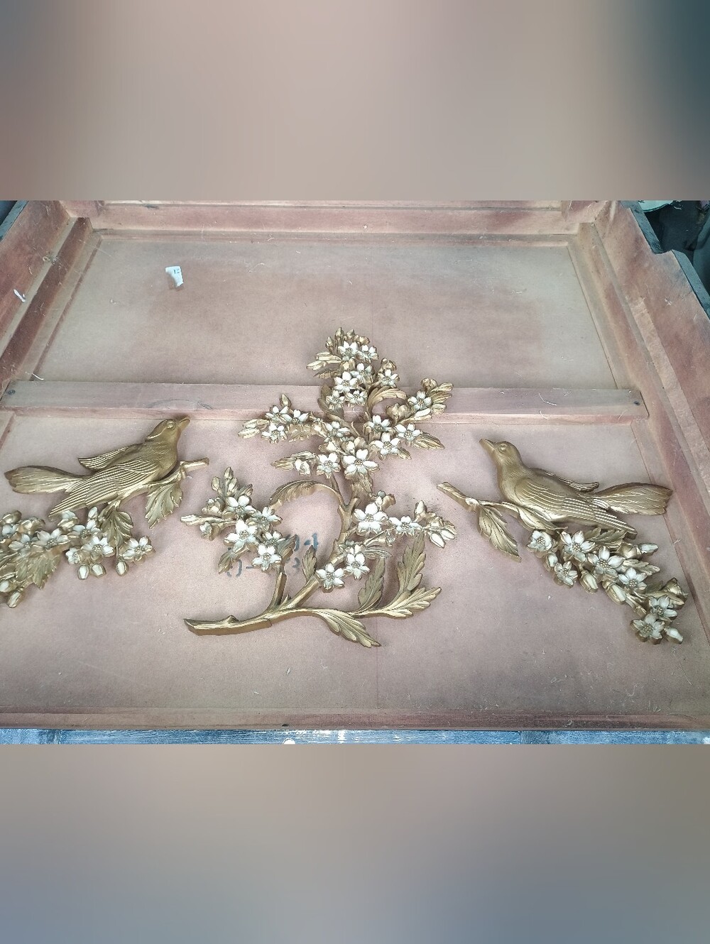 Vintage Syroco golden birds & dogwood wall art 1970s